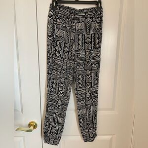 Divided Black and White Print Pants